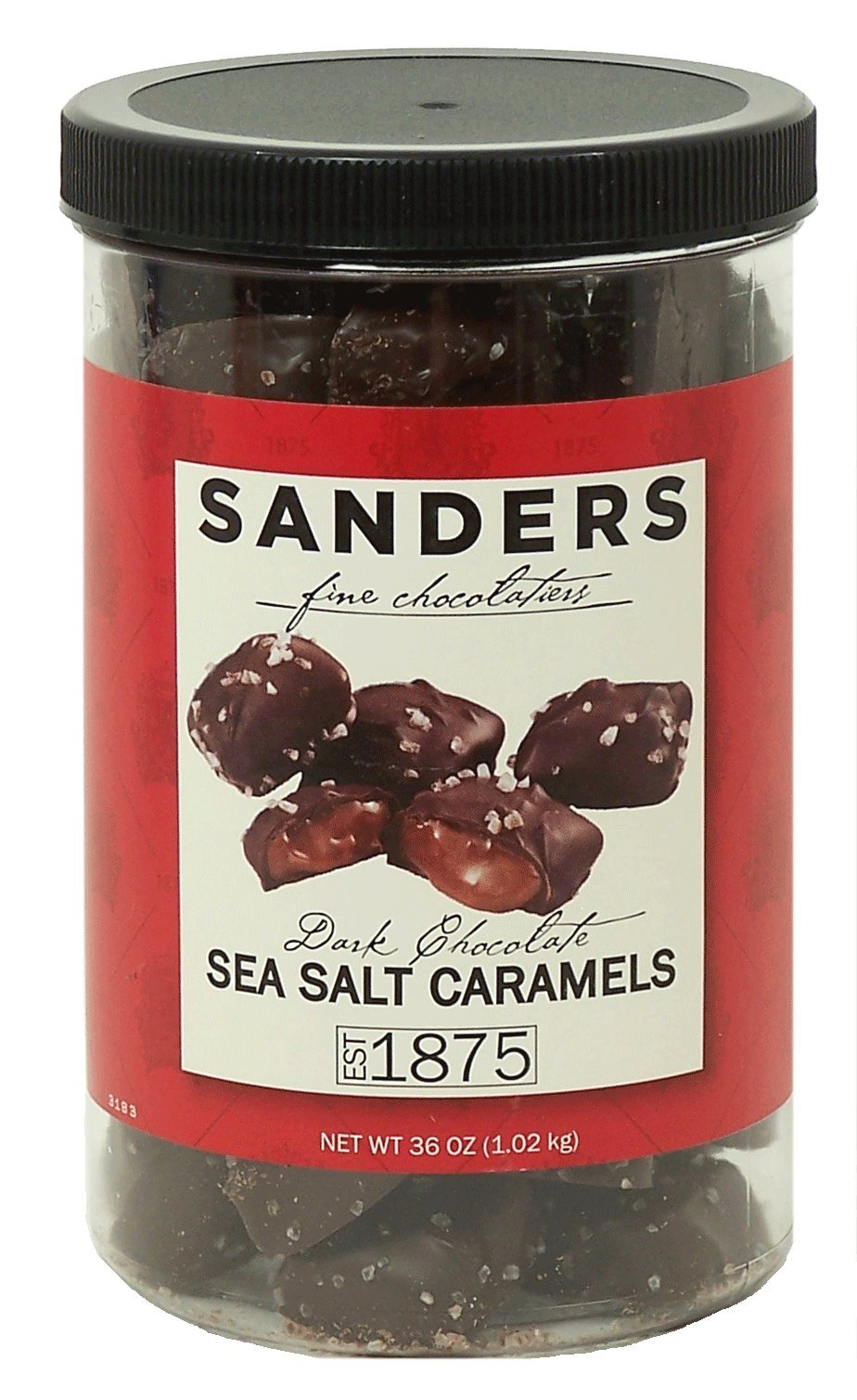 Sanders dark chocolate sea salt caramels—36 oz, rich chocolate coating for gifting and sharing.