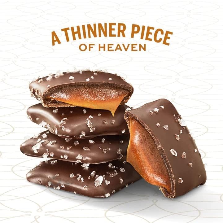 Sanders Thins Sea Salt Caramels on a plate, perfect for parties