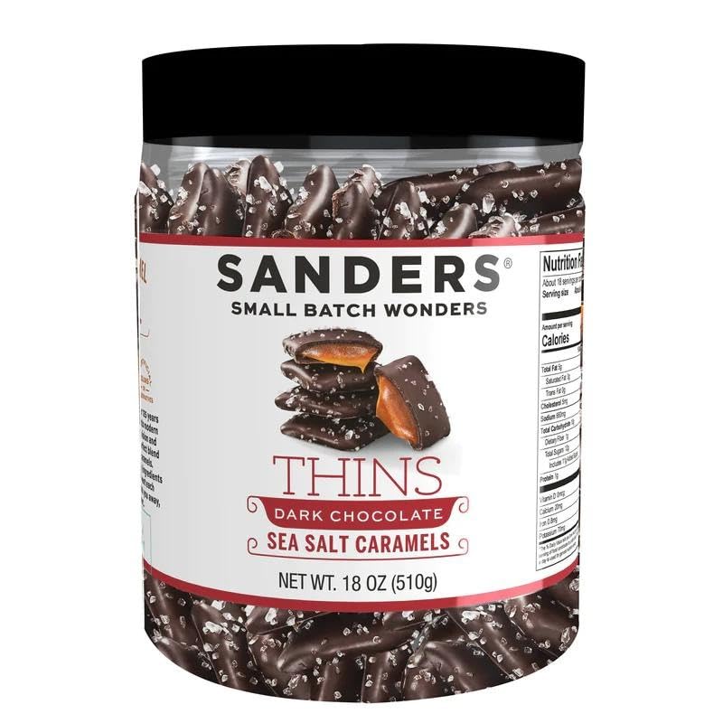 Sanders Thins Sea Salt Caramels dark chocolate pieces, rich and balanced