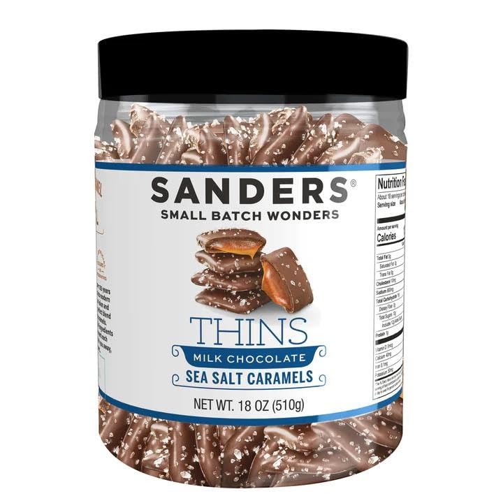 Sanders Thins Sea Salt Caramels milk chocolate pieces, ideal everyday treat