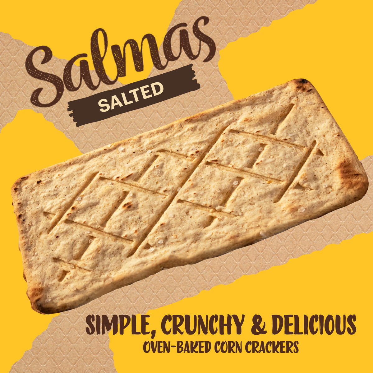 Sanissimo Salmas oven baked crackers closeup, light and crispy texture.