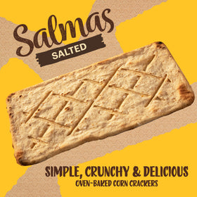 Sanissimo Salmas oven baked crackers closeup, light and crispy texture.