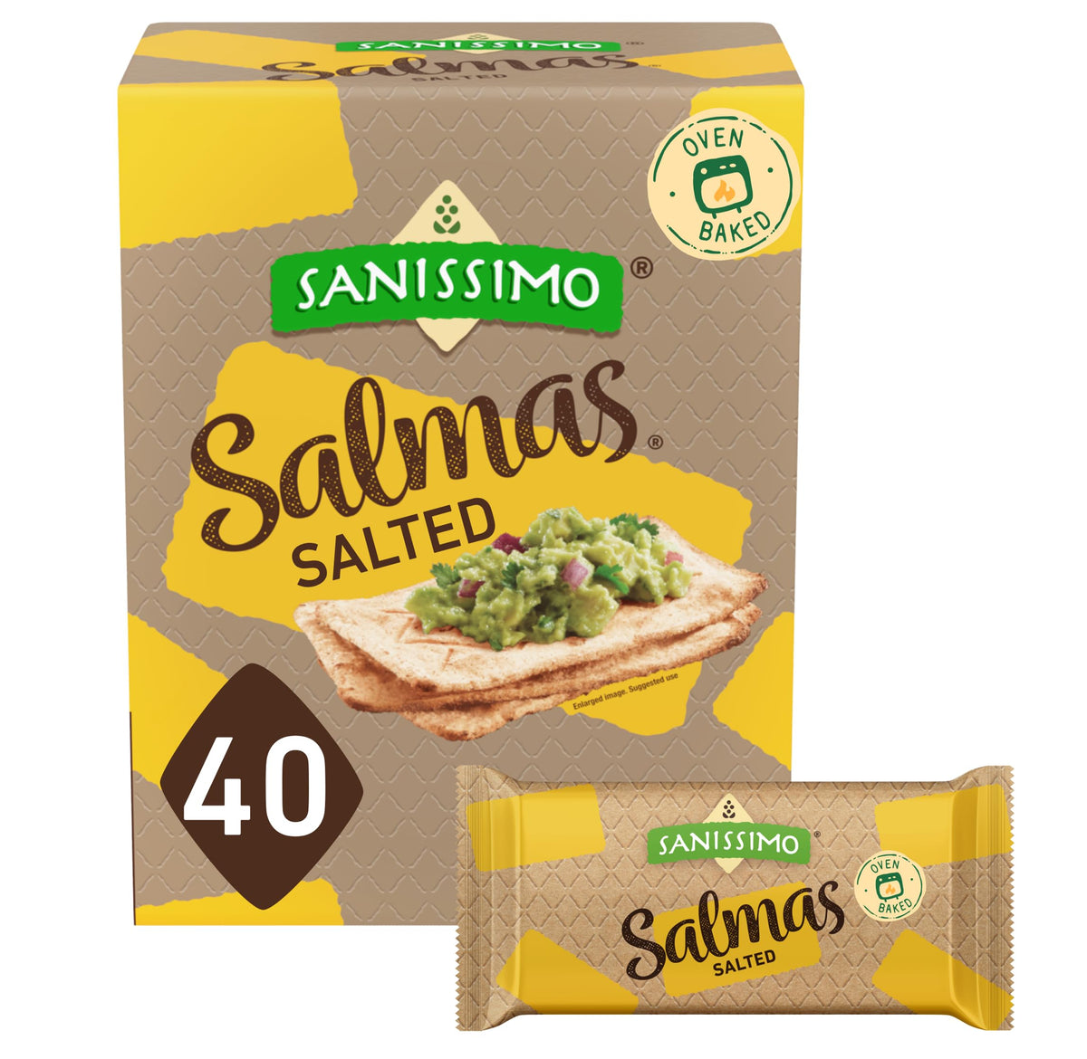 Sanissimo Salmas salted crackers pack, savory crunch in every bite.