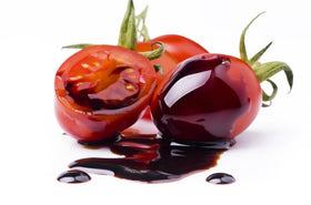 Sanniti balsamic glaze product shot emphasizing non-GMO and gluten-free attributes.