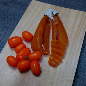 Sanniti bottarga on crostini for a sophisticated salty bite