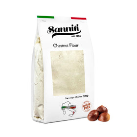 Sanniti chestnut flour scoop for easy gluten-free measurement.