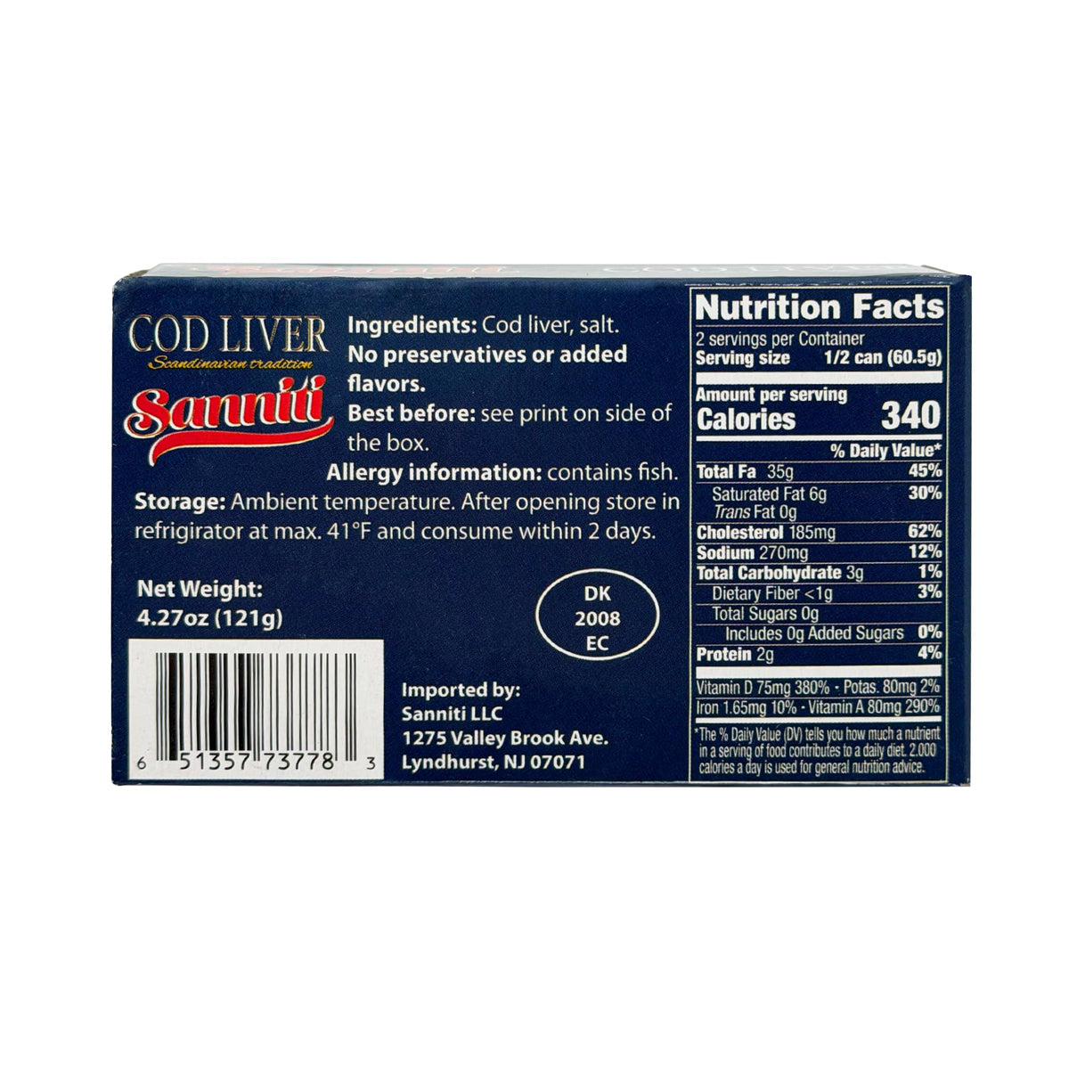 Sanniti Cod Liver open can on toast, ready for a simple, savory starter.