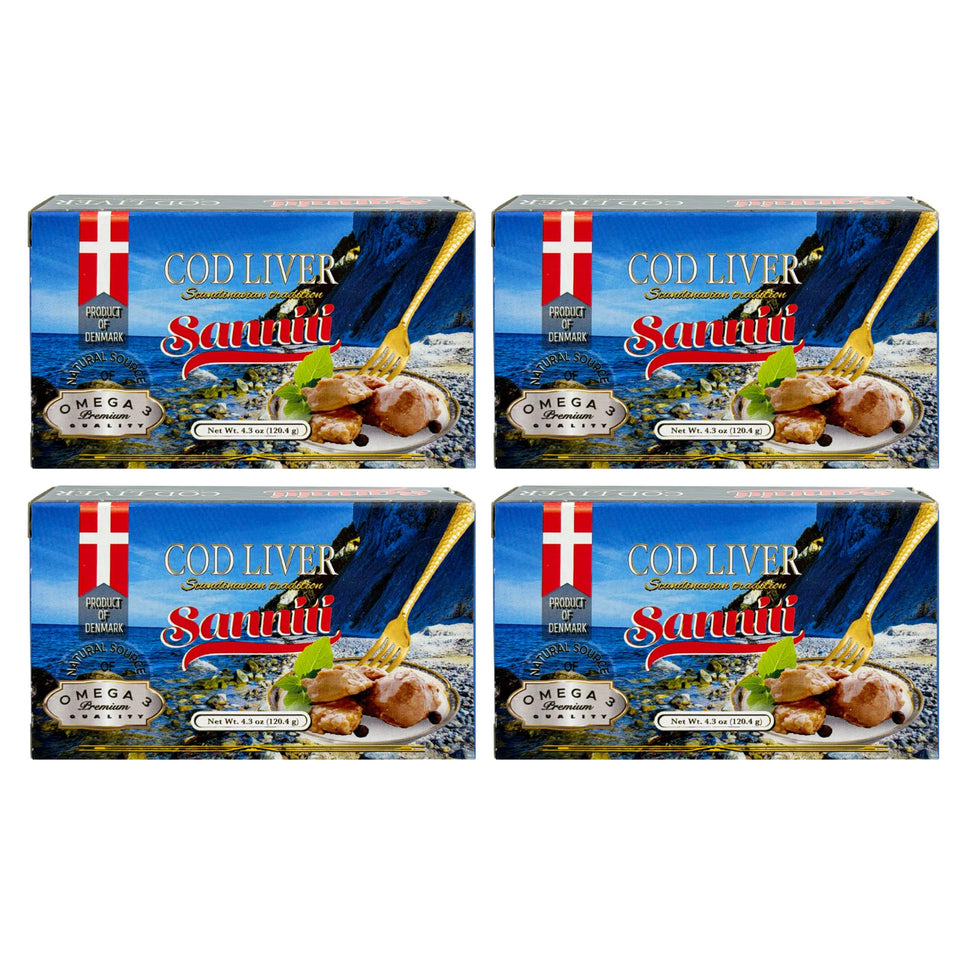 Sanniti Cod Liver Scandinavian Edition front can, ready to enjoy as a protein-rich snack