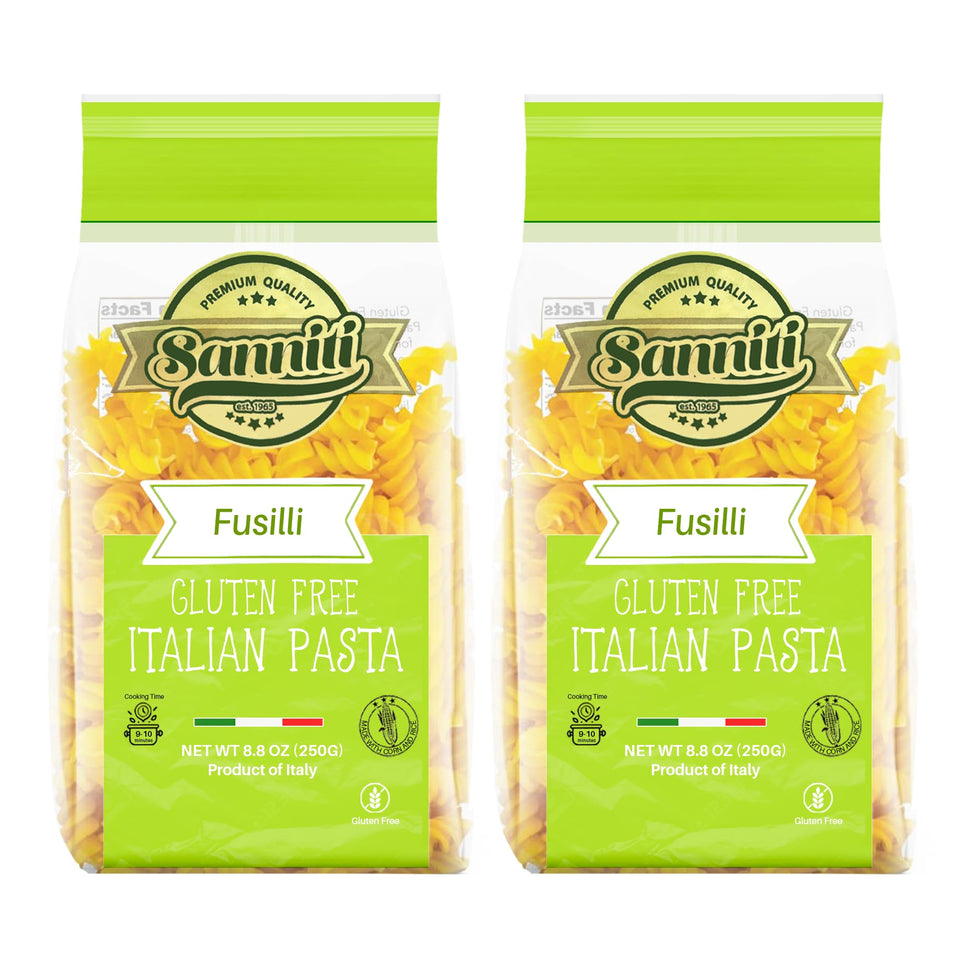Sanniti gluten-free fusilli raw pasta made with corn and rice