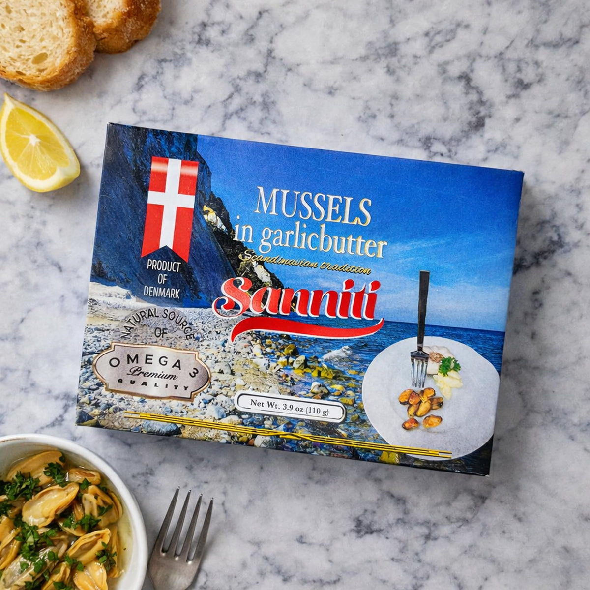 Sanniti garlic butter sauce enhances the mussel taste and texture.