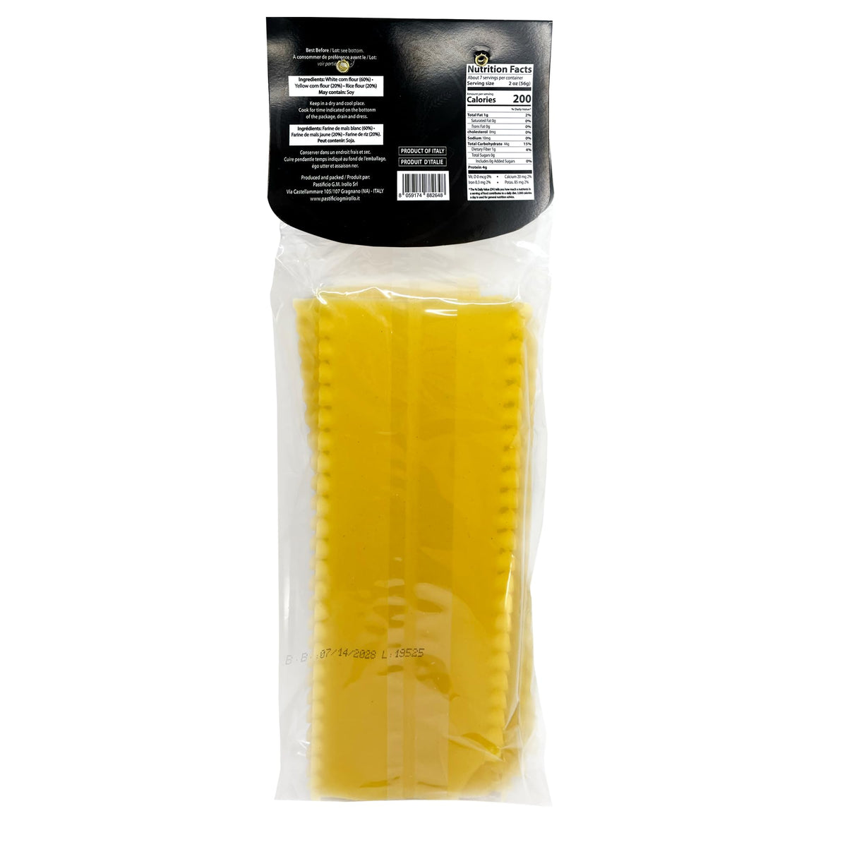 Sanniti gluten-free lasagna sheets package 17-6oz on kitchen counter.
