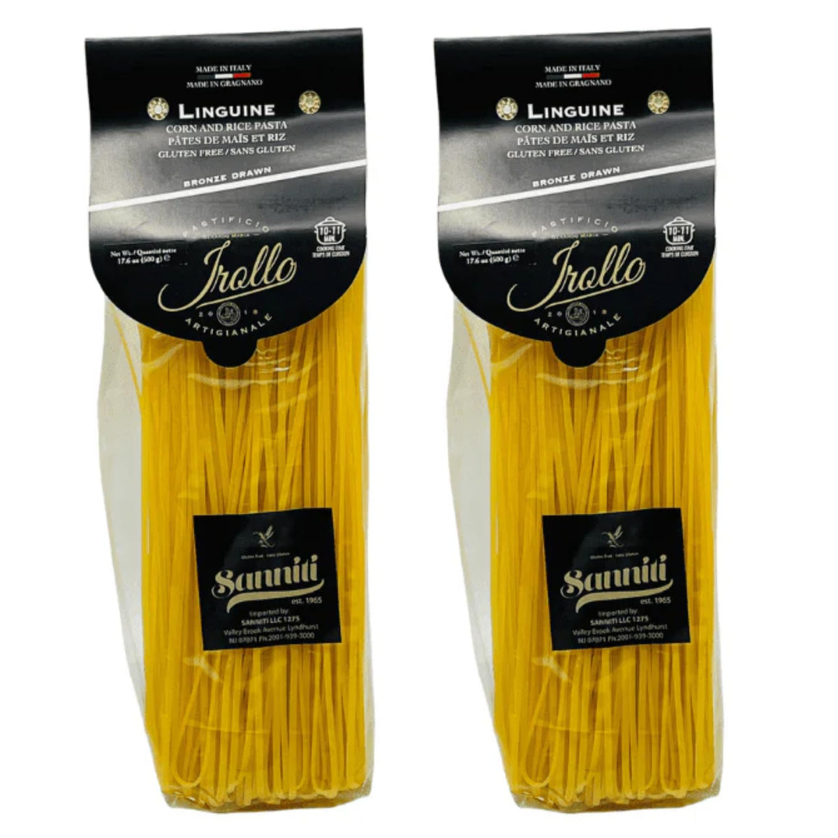 Sanniti gluten-free linguine pack ready for seafood and light tomato sauces