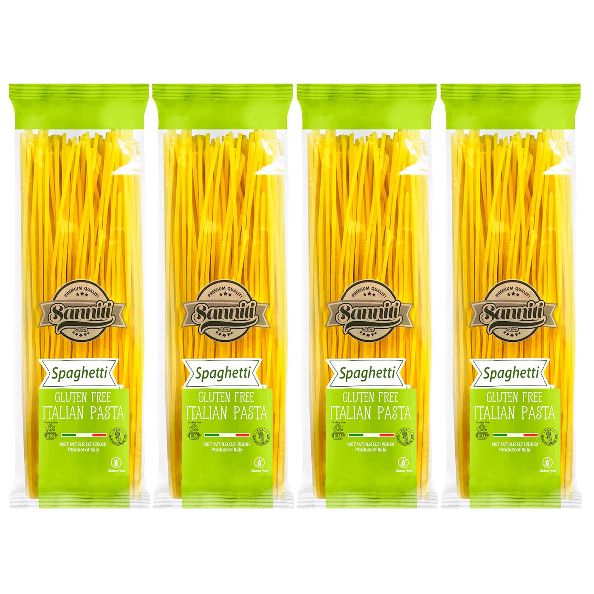 Sanniti glutenfree spaghetti pack4 dry ready for quick gluten-free meals.