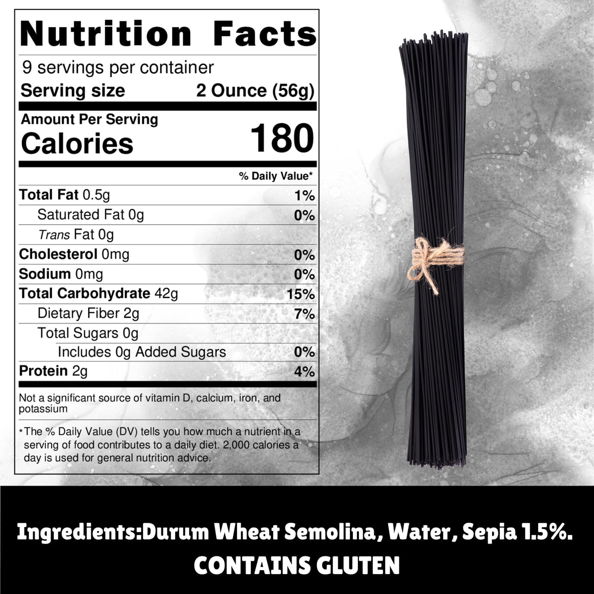 Sanniti gourmet pasta black spaghetti closeup, premium Italian quality for refined meals.