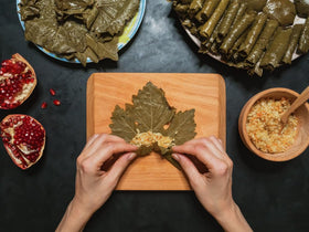 Sanniti Grape Leaves in Brine brine-packed leaves, convenient for quick meals.