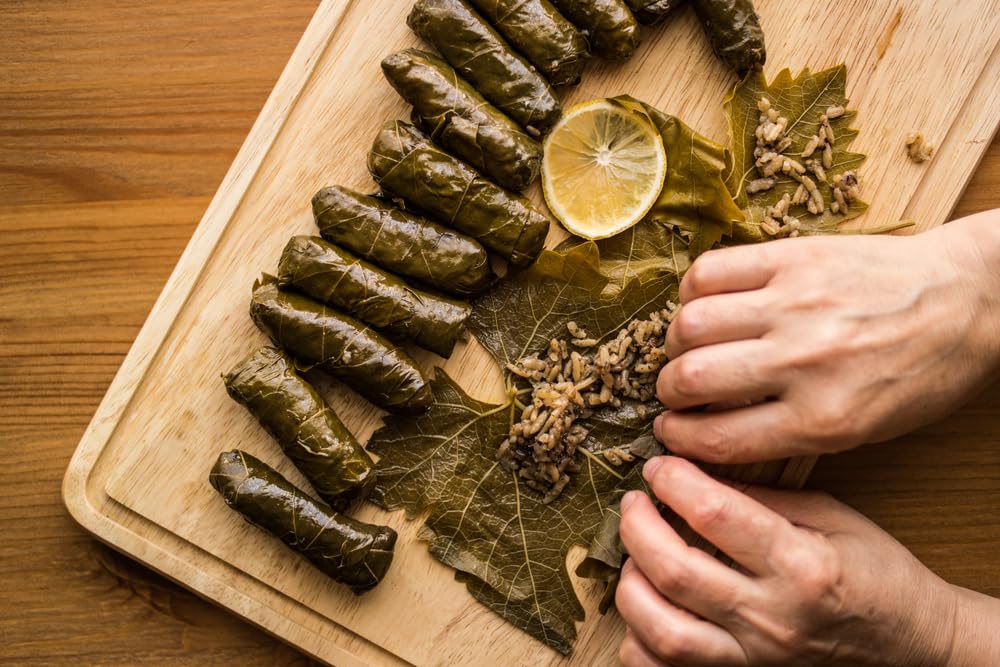 Sanniti Grape Leaves in Brine tender leaves ready for stuffing, premium quality.