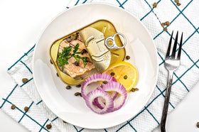 Sanniti grilled salmon on foil for fast reheating and serving