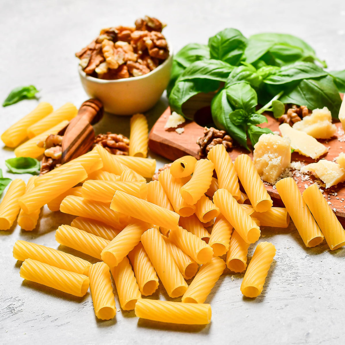 Sanniti corn and rice base highlights gluten-free texture and bite in Italian pasta.
