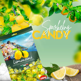 Sanniti Limoncini Frizzanti candies on-the-go pack opening, ideal for snacking anywhere.