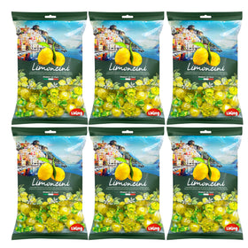Sanniti Limoncini Frizzanti candies packaging showcases authentic Italian lemon flavor for on-the-go snacking.