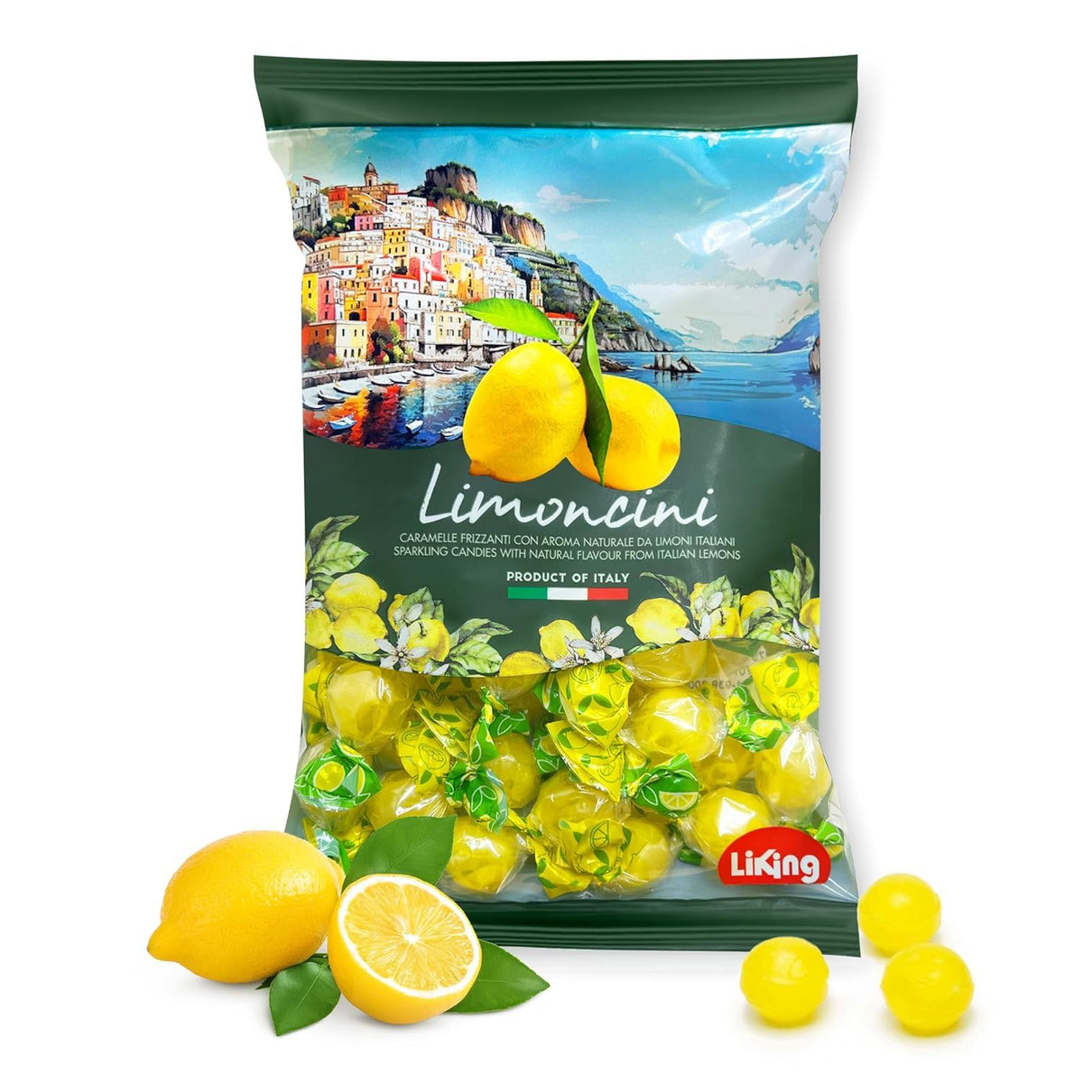 Sanniti Limoncini Frizzanti candies sparkling fizz close-up for a fun citrus moment.