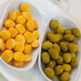 Nutrition-rich Sanniti lupini beans image hints at protein and fiber.