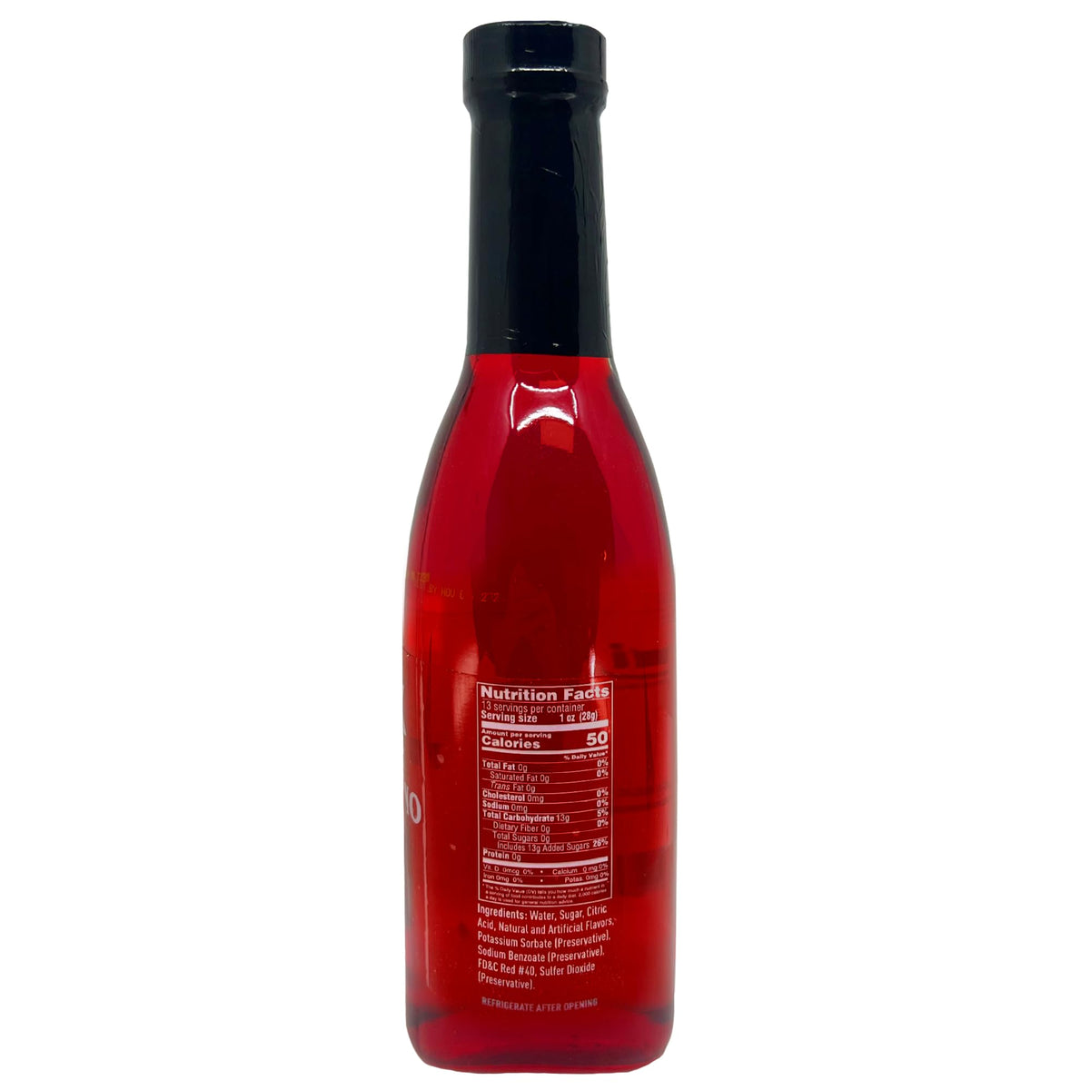 Sanniti Maraschino Cherry Syrup being poured into a glass to enhance cocktails