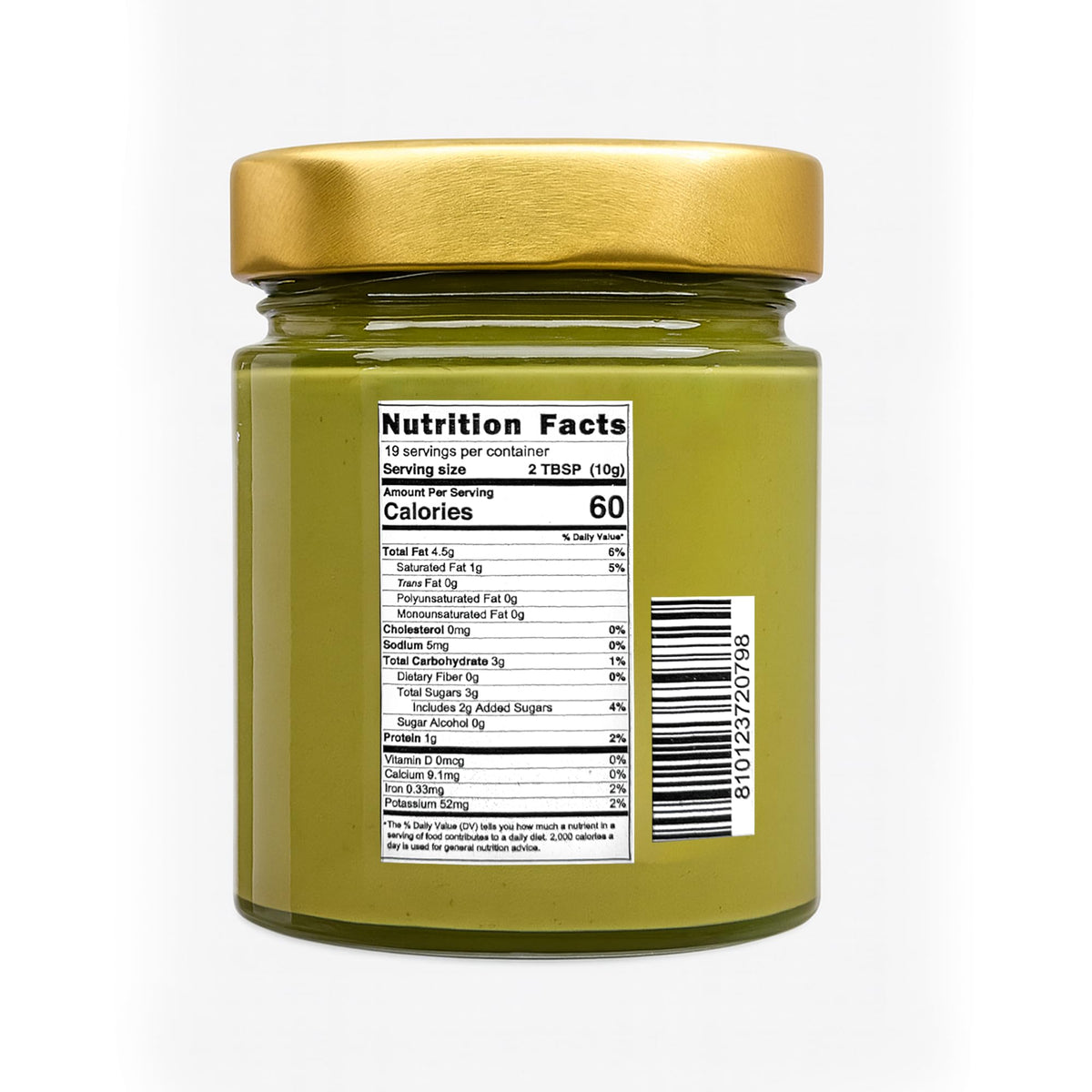 Open jar of Sanniti Marullo Pistachio Spread ready for toppings and tasting.