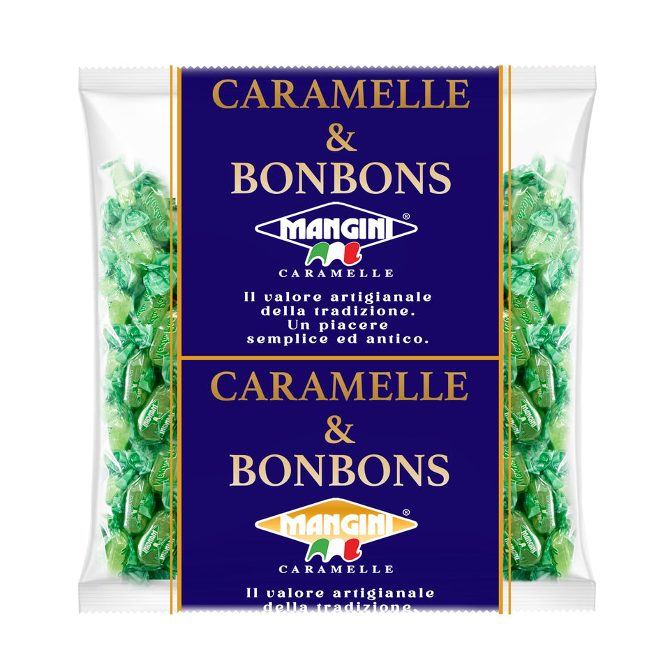 Sanniti mint caramelle bulk bag ready for sharing, gluten-free snack option.