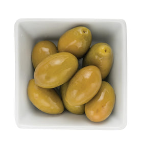 Sanniti olive jar serving plate demonstrates ready-to-enjoy Mediterranean flavor.