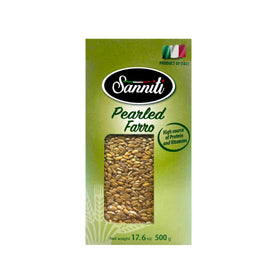 Close-up of Sanniti pearled farro grains highlighting texture for quick meals