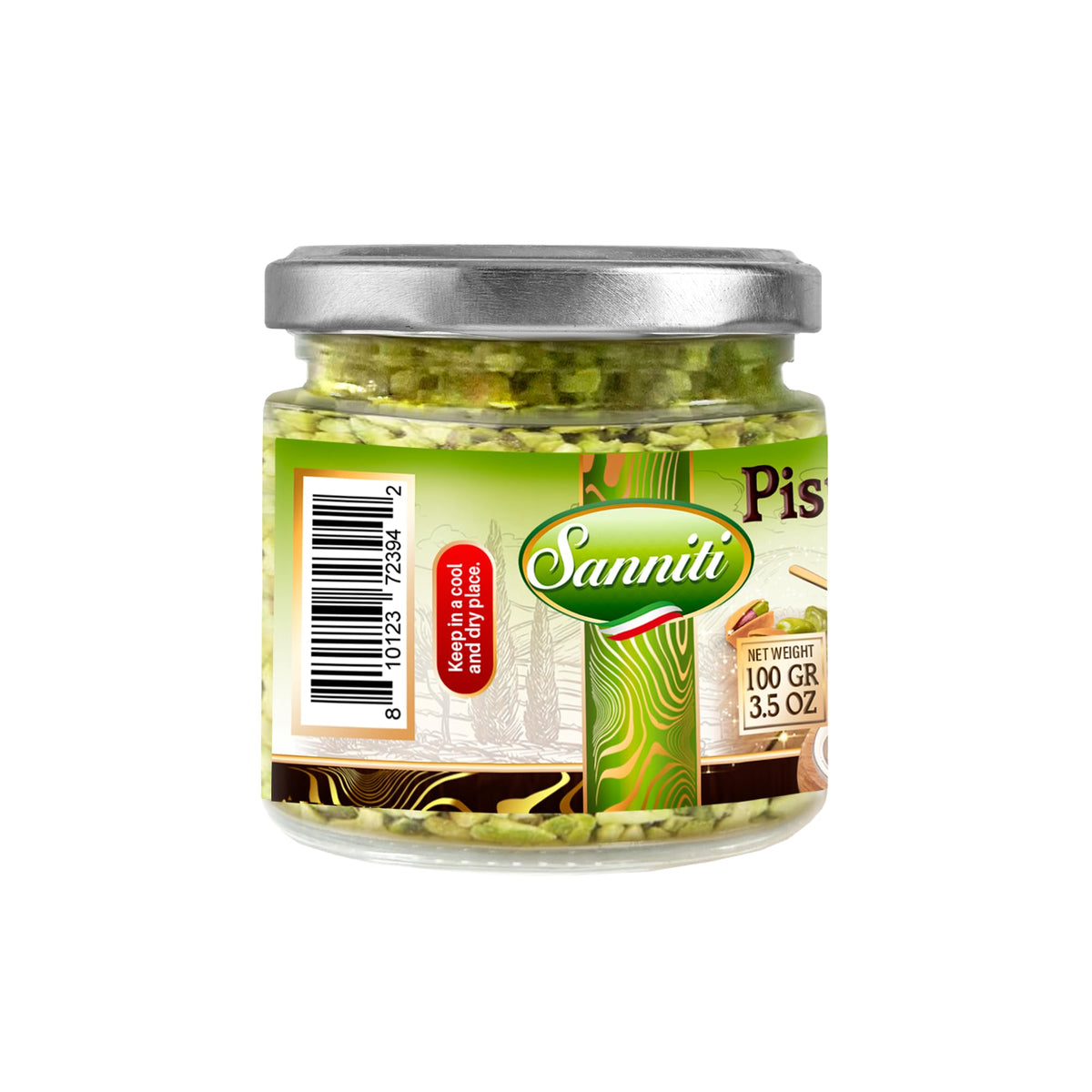 Sanniti Pistachio Crumble ready-to-sprinkle texture for desserts and pastries.