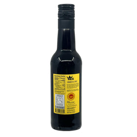 Close-up of Sanniti REX Sherry Vinegar label highlights D.O.P. quality.