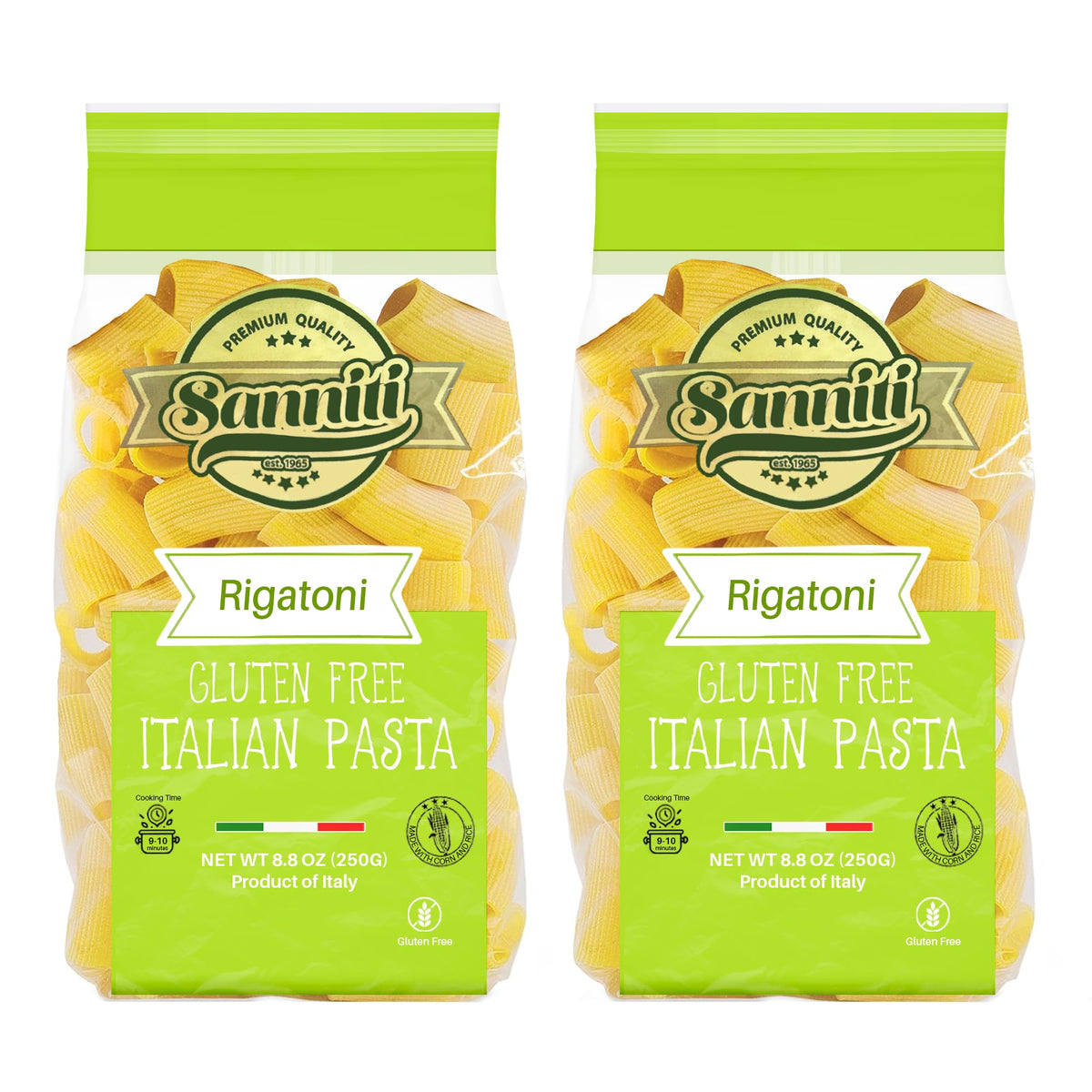 Sanniti rigatoni dry pasta pack for gluten-free meals