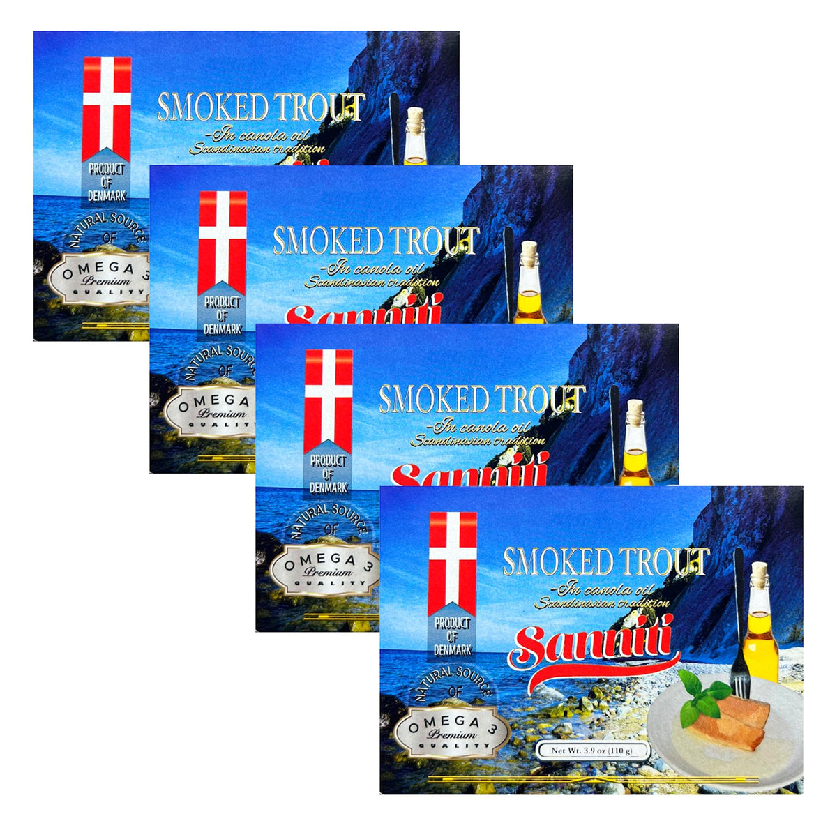 Sanniti smoked trout in oil can close-up highlighting premium quality and rich aroma