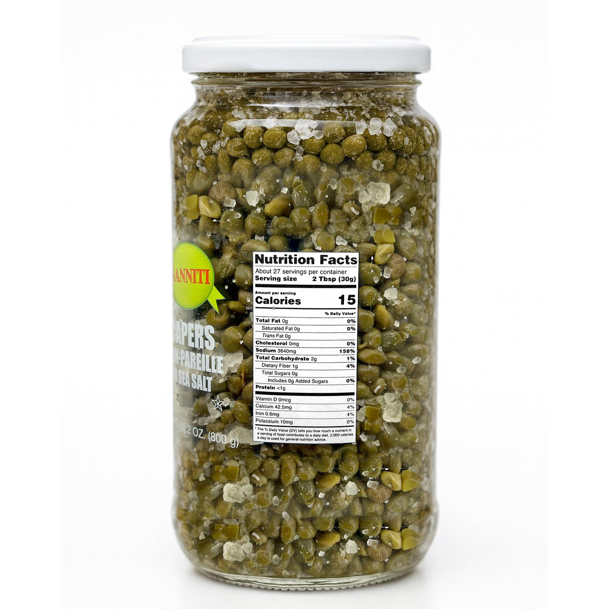 Sanniti capers nonpareille close-up texture shows firm bite.