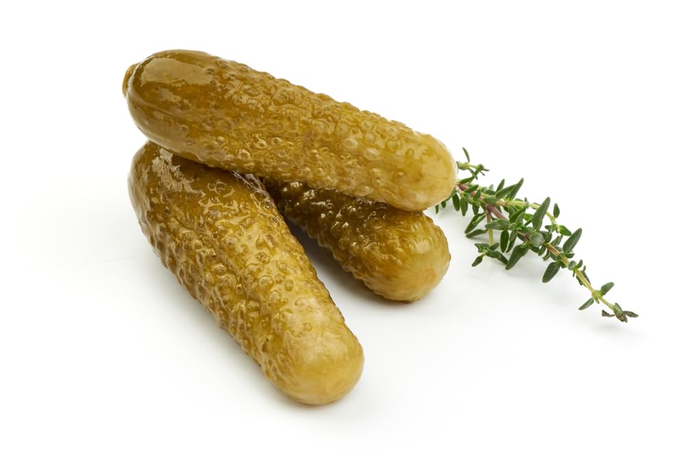 Opened Sanniti Spanish Cornichons jar ready for serving.