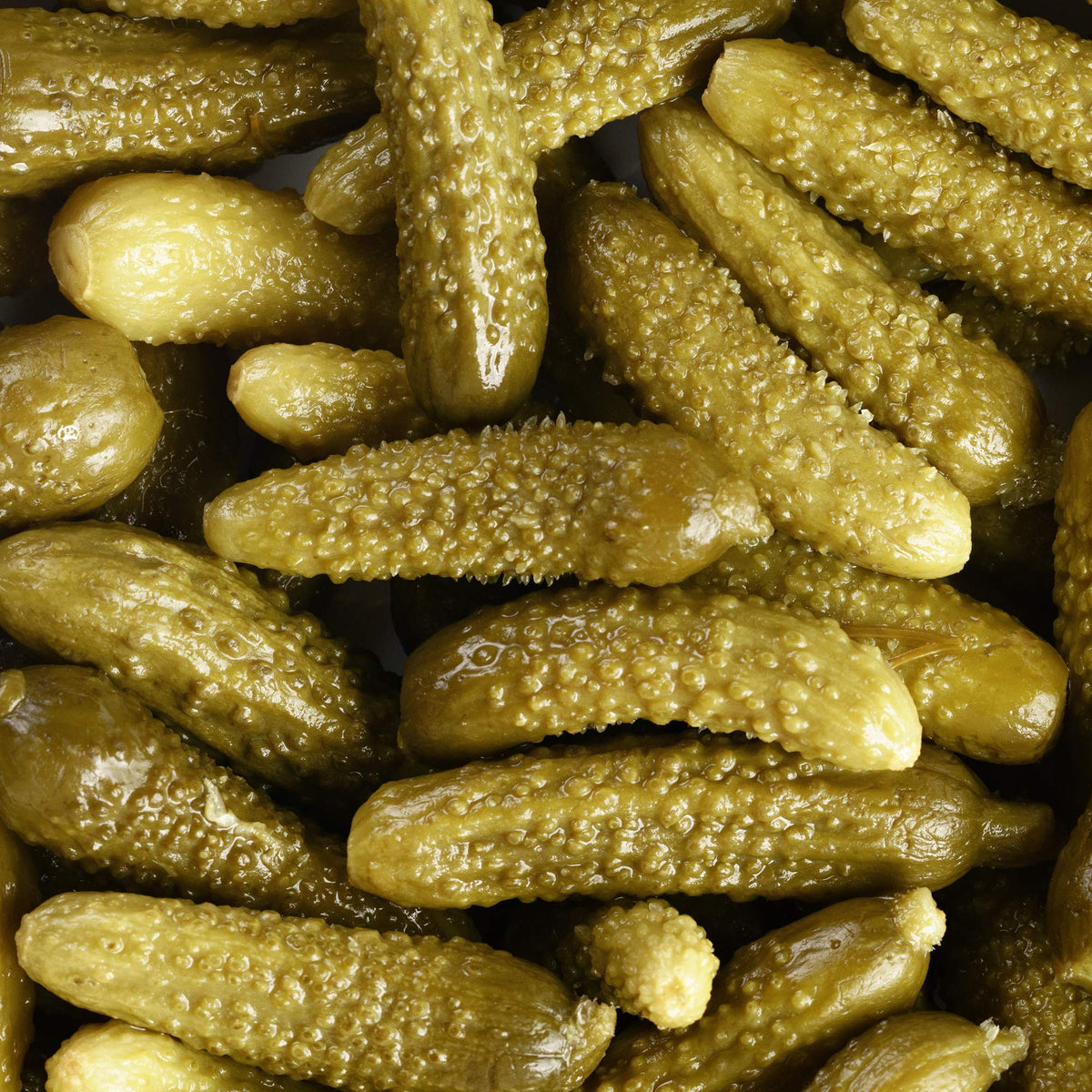 Sanniti Spanish Cornichons jar side view showing label.