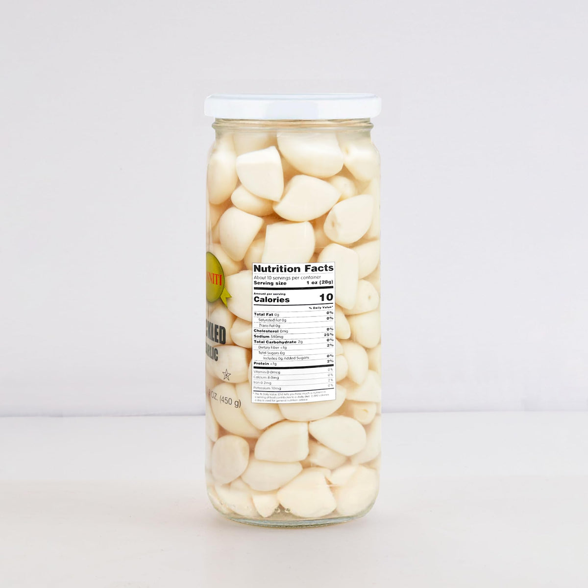 Sanniti Spanish Pickled Garlic slices arranged for tapas-style serving