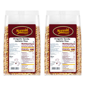 Sanniti toasted fregola sarda beads closeup with toasted texture ideal for sauces