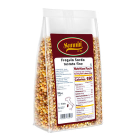 Sanniti fregola sarda in a bowl shows hearty bite and sauce-holding capability.