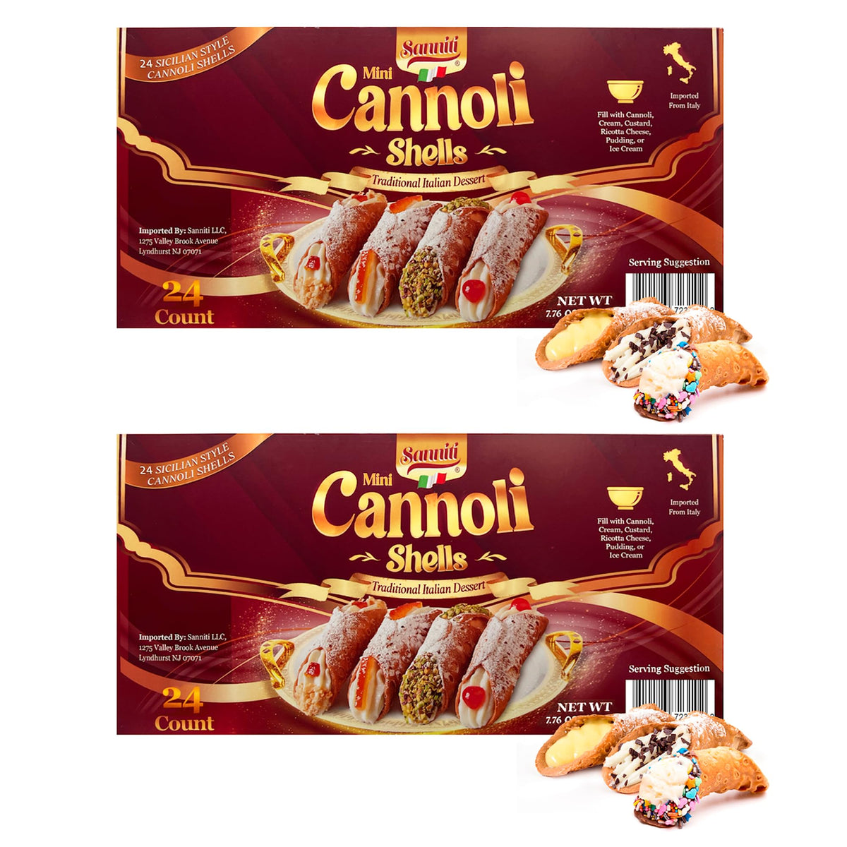 Traditional Italian-made cannoli shells by Sanniti for authentic dessert experiences.