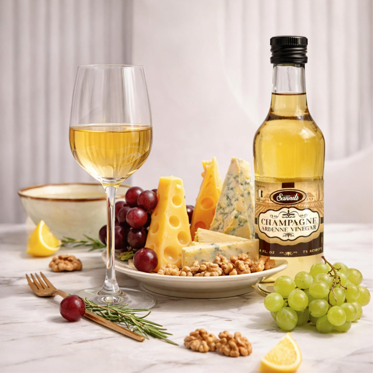 Sanniti Champagne Ardenne Vinegar label close-up signaling premium quality