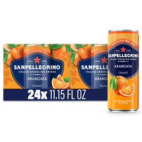 Sanpellegrino Aranciata can stack, perfect for a sunny afternoon refreshment.