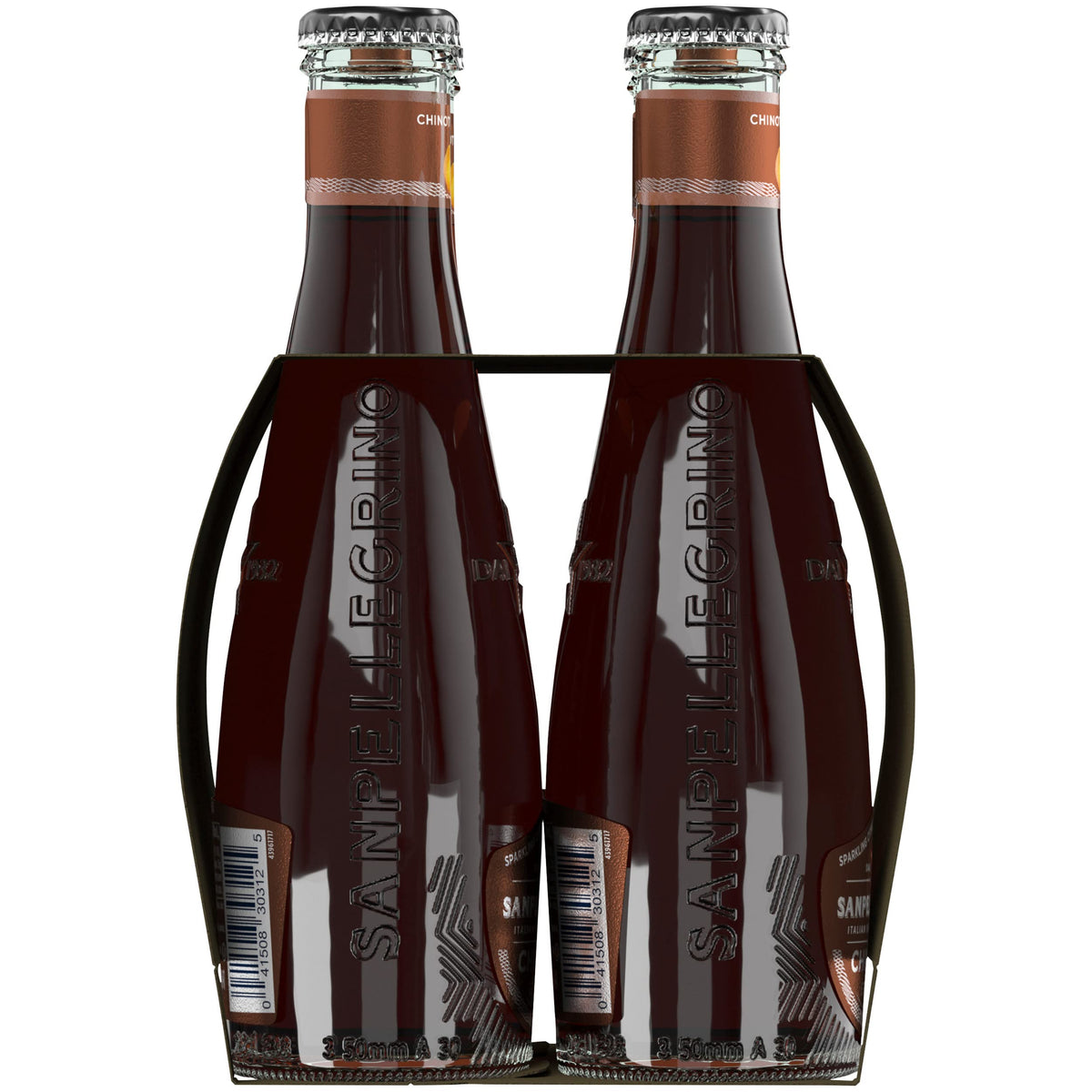 Finely sliced orange peel garnish beside a chilled Chinotto bottle for an elevated finish.
