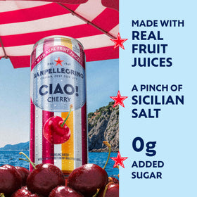 San Pellegrino CIAO cherry can side, balanced flavor for everyday sipping