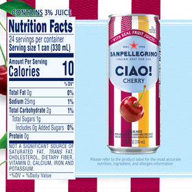 San Pellegrino CIAO cherry juice spotlight, hints of citrus and Sicilian salt
