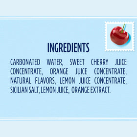 San Pellegrino CIAO cherry label close-up, premium Italian craftsmanship