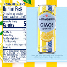 Label highlights real fruit juice and Sicilian salt on CIAO Limoncello