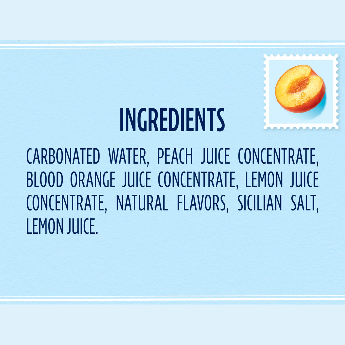 San Pellegrino CIAO peach citrus zest, balanced finish.